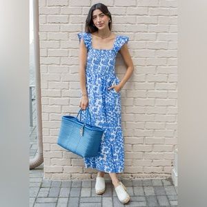 THML Ava smocked floral midi dress size medium